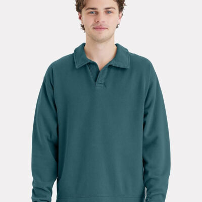 Unisex Garment-Dyed Polo Collar Sweatshirt Thumbnail