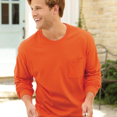 Tagless Long Sleeve T-Shirt with a Pocket Thumbnail